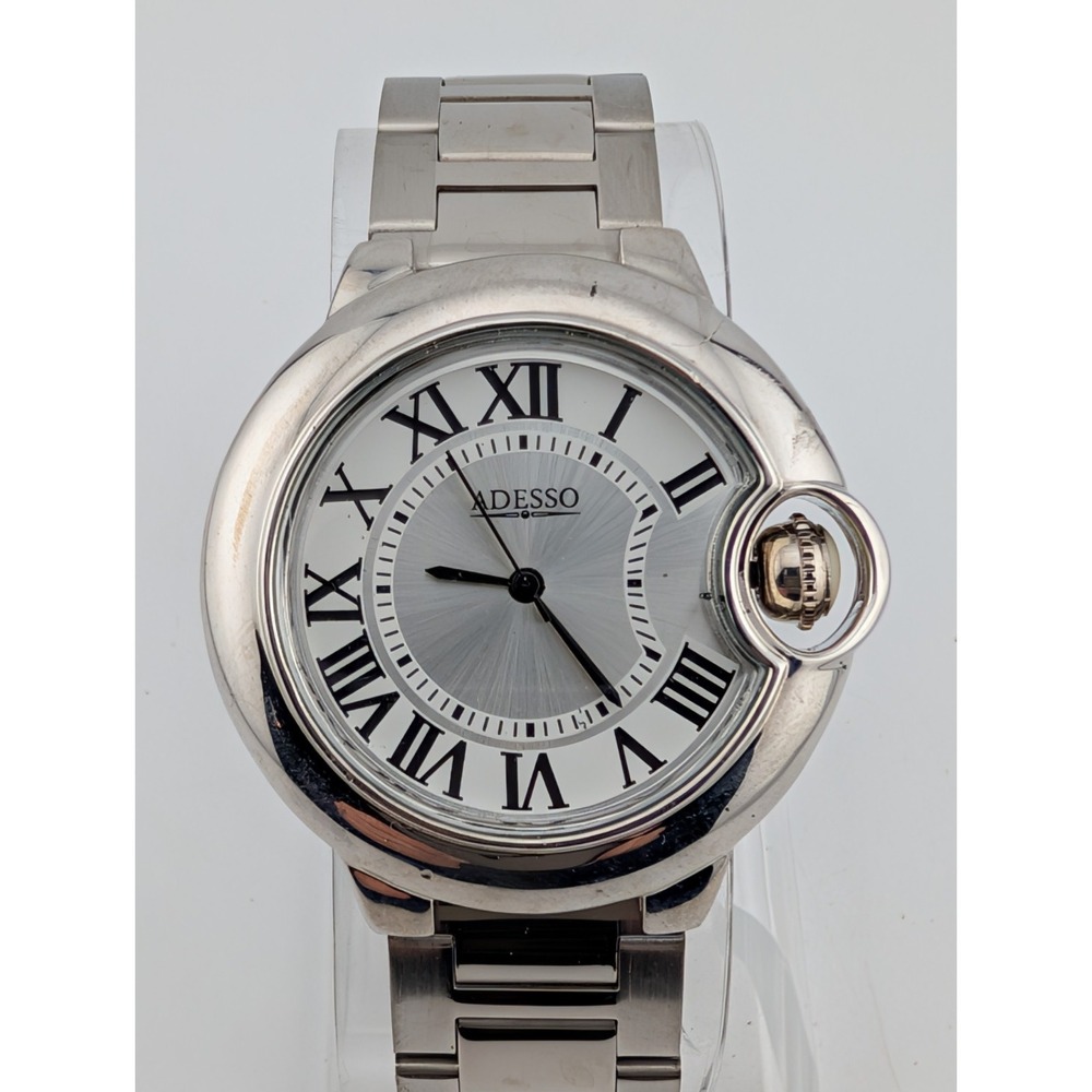 Adesso Men's Watch 39mm Case Silver 8.25" Band- New Battery